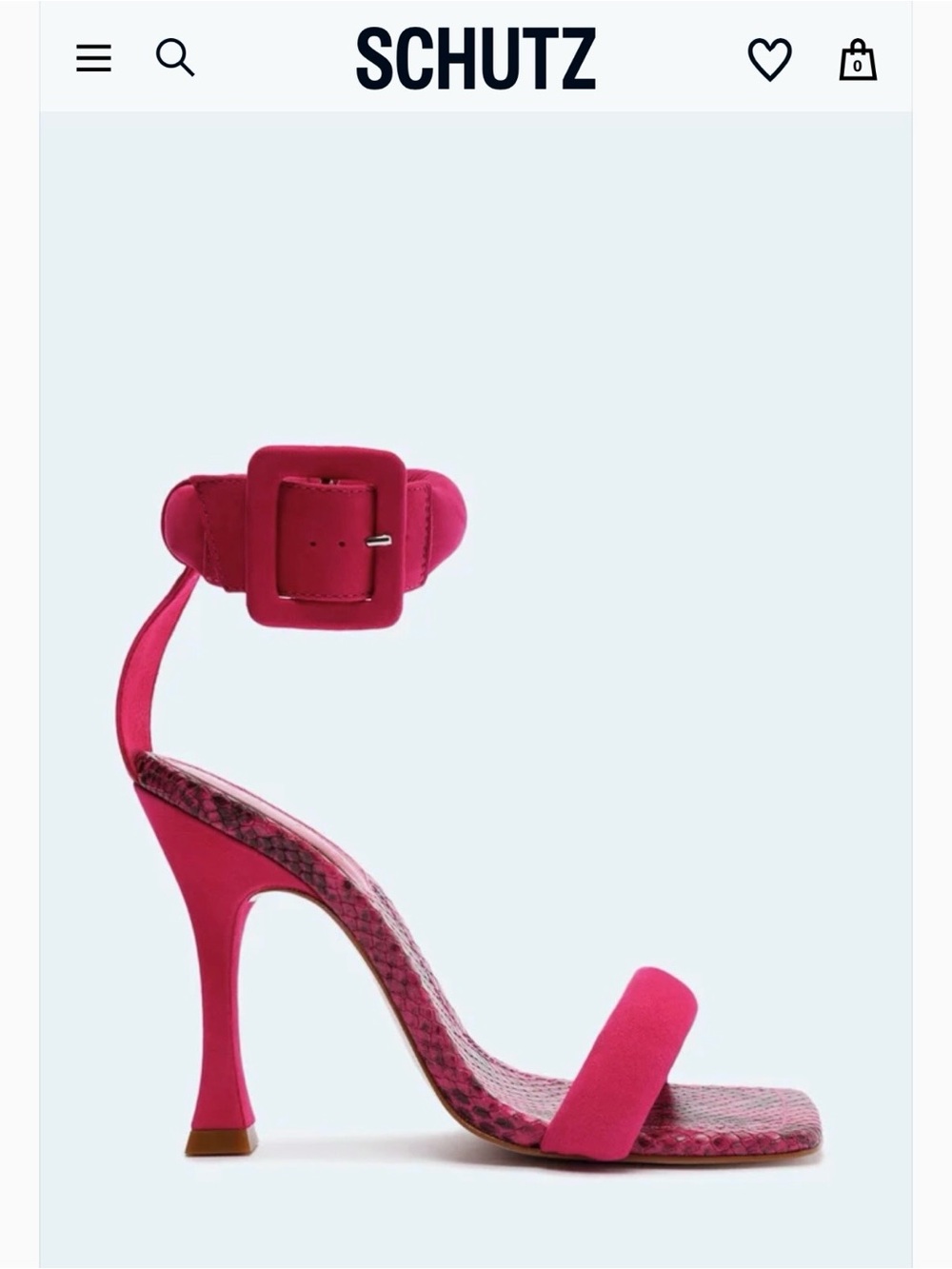 SCHUTZ Hot Pink Suede Ankle-Strap Sculpted Heel Sandals
